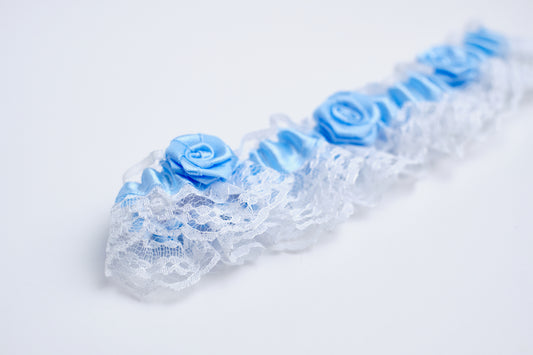 Wedding Garter Mini Lace (White with Blue)