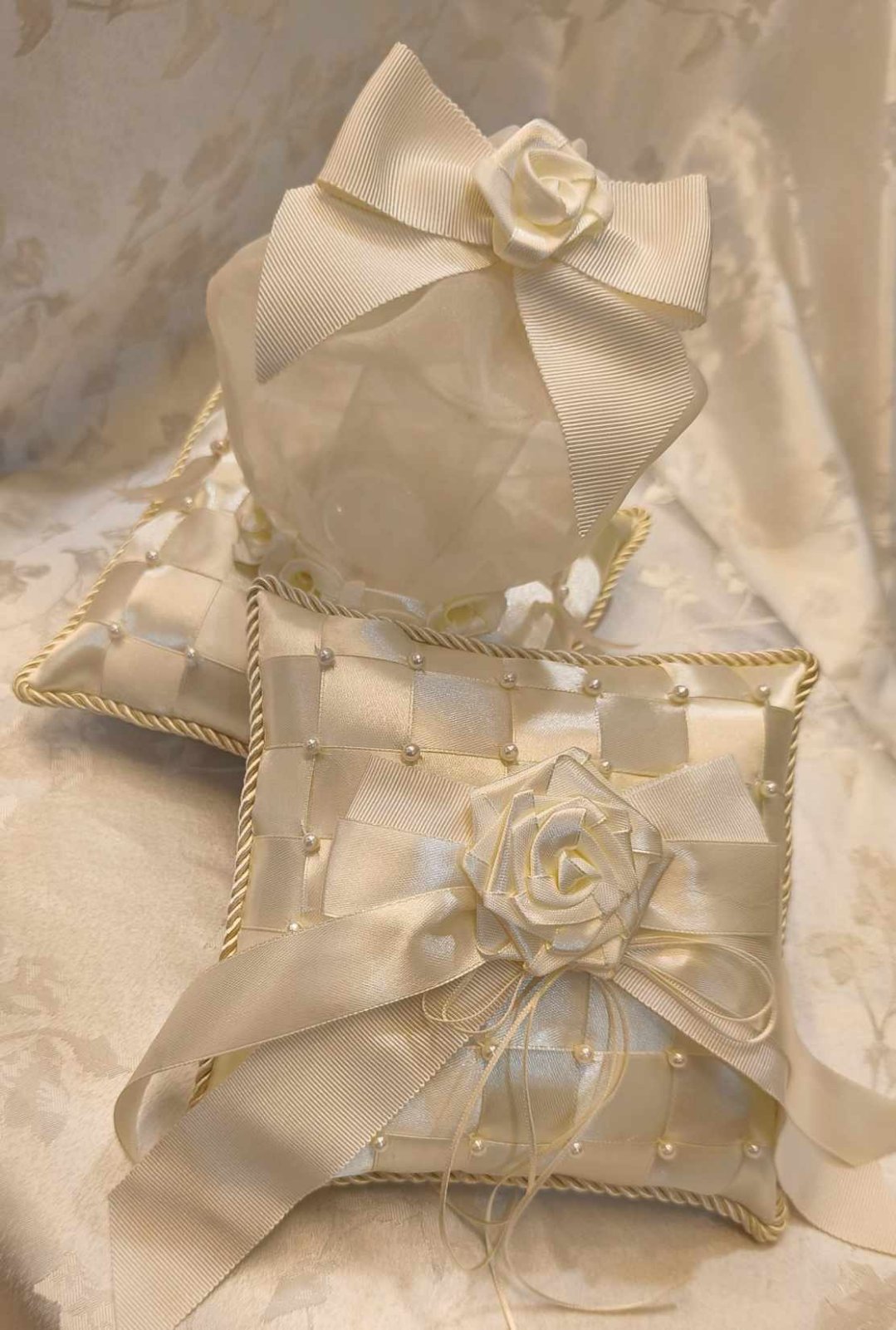 Wedding Pillow Set Rosette (Ecru)
