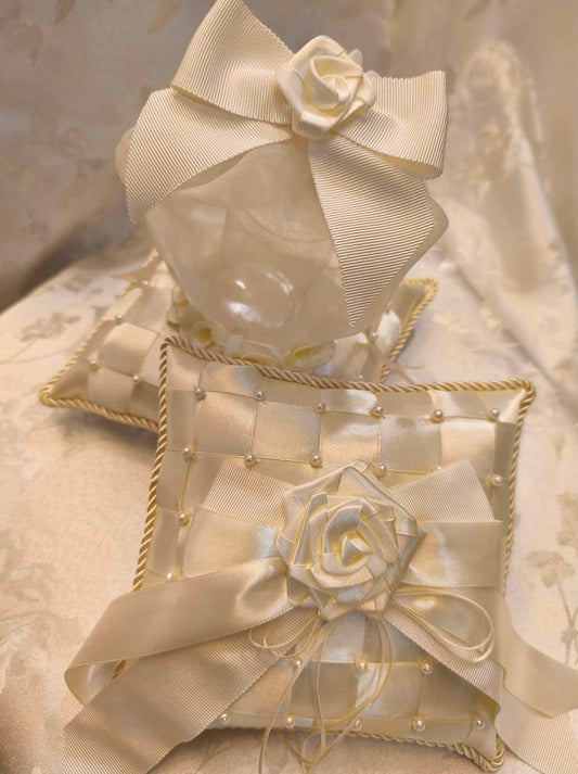 Wedding Pillow Set Rosette (Ecru)