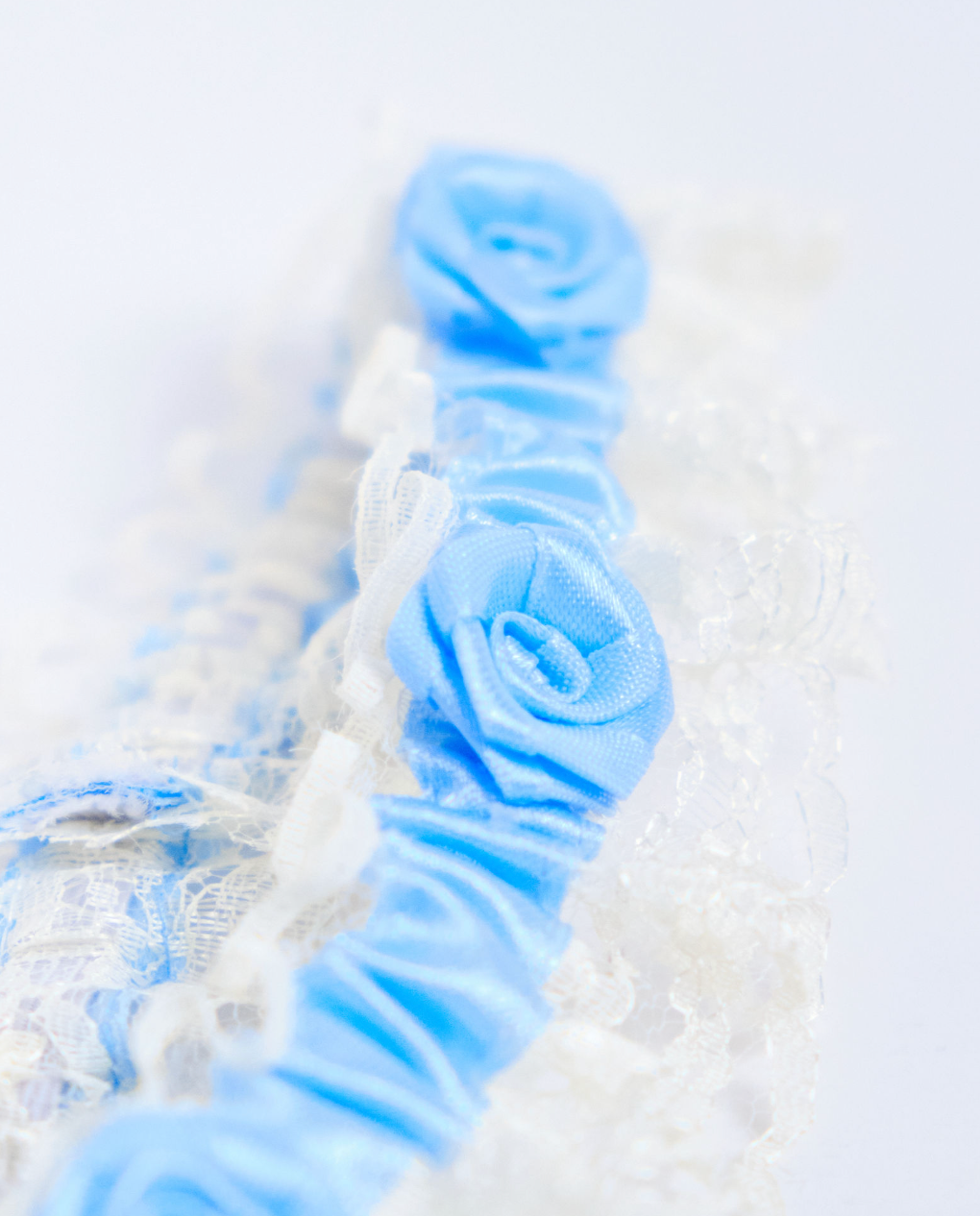 Wedding Garter Mini Lace (Ecru with Blue)