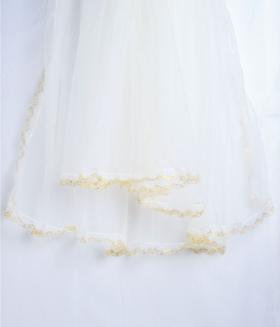Bridal Veil Two Layered with Shiny Gold