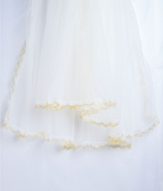 Bridal Veil Two Layered with Shiny Gold