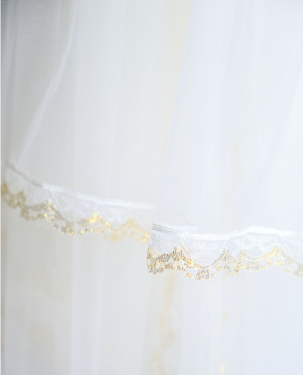 Bridal Veil Two Layered with Shiny Gold