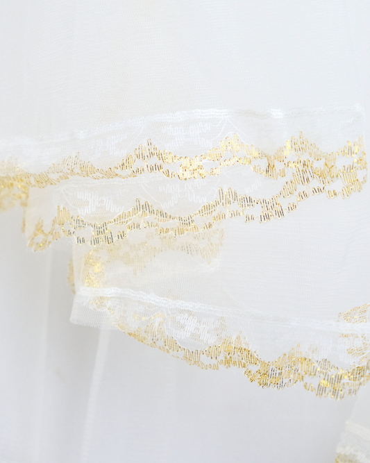 Bridal Veil Two Layered with Shiny Gold