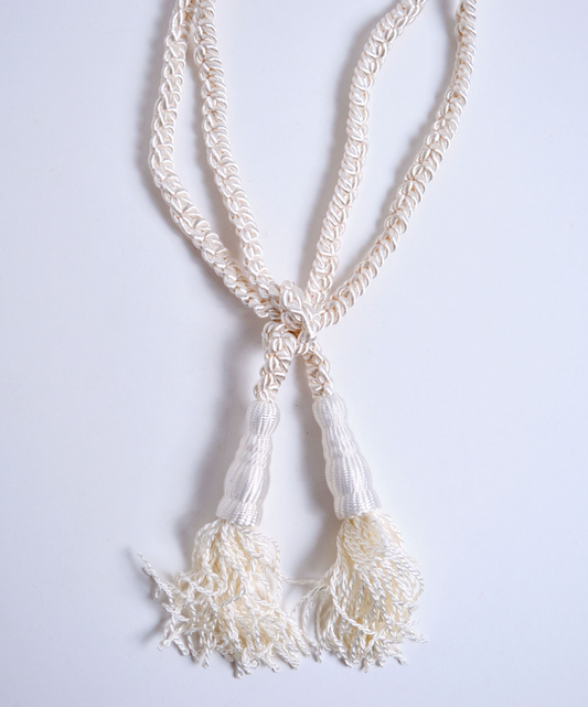 Cord Braided Big Tassle  Plain Ecru