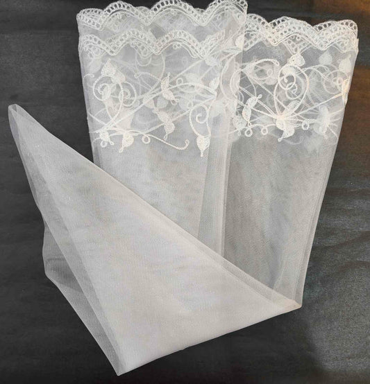 Bridal Veil Heavy Embroidered Round White (Wedding Veil)