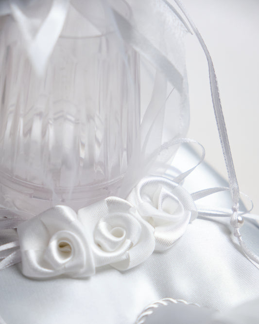 Wedding Pillow Set Design Rosette Heart (White)