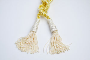 Cord Braided, Big Tassle with Metallic Accent Ecru Gold