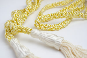 Cord Braided, Big Tassle with Metallic Accent Ecru Gold