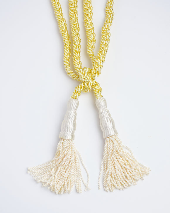 Cord Braided, Big Tassle with Metallic Accent Ecru Gold