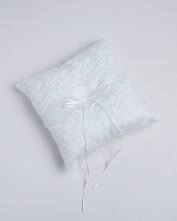 Royalty Lace Ring Pillow (White)