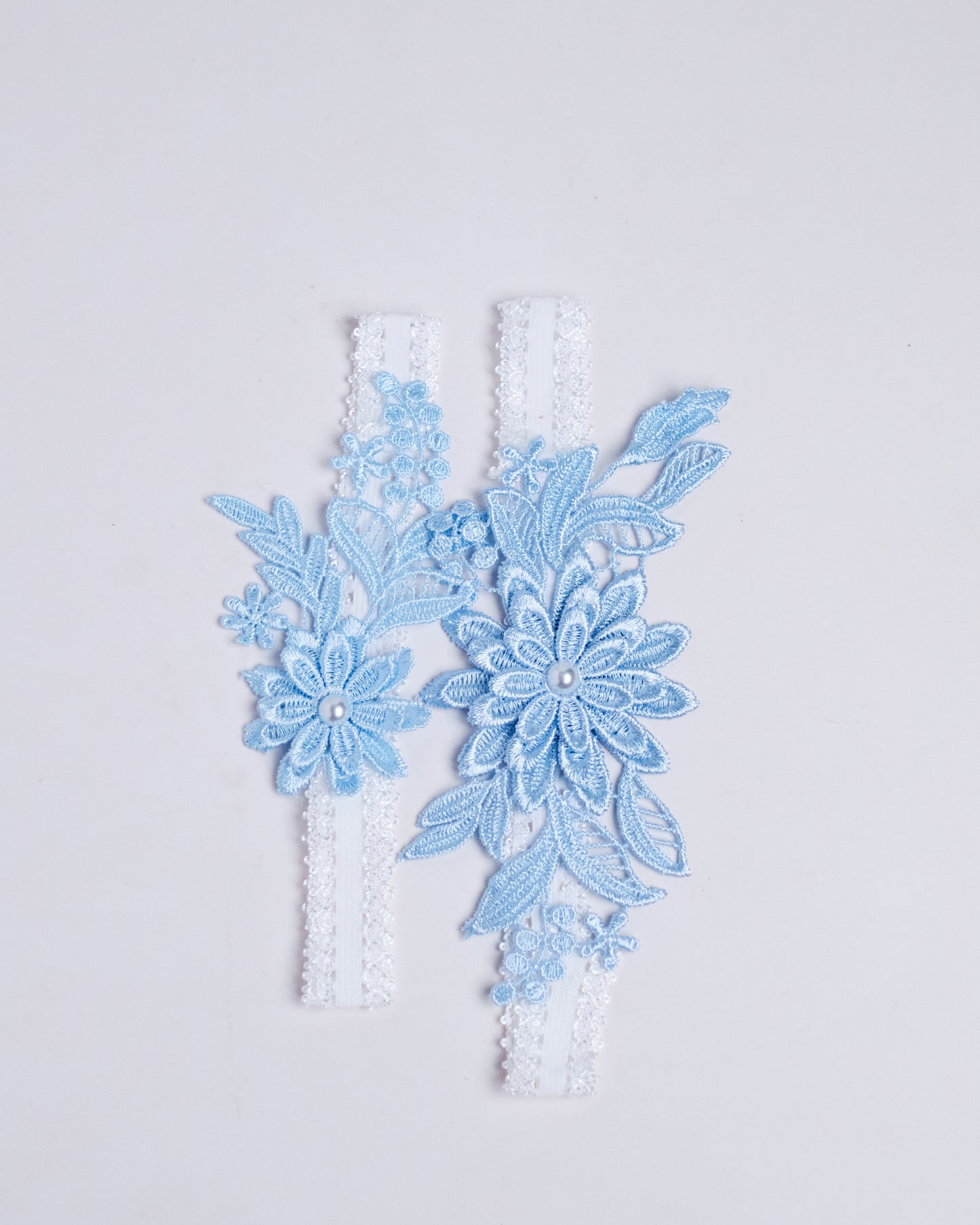 Blue Floral Lace Garter