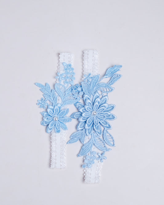 Blue Floral Lace Garter