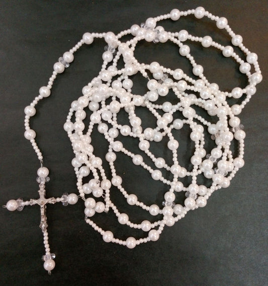 Cord Pearl Rosary Filipiniana (White)