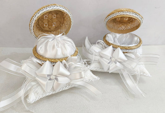 Native Pillow Set for Rings and Arrhae White/Silver(wedding pillow)
