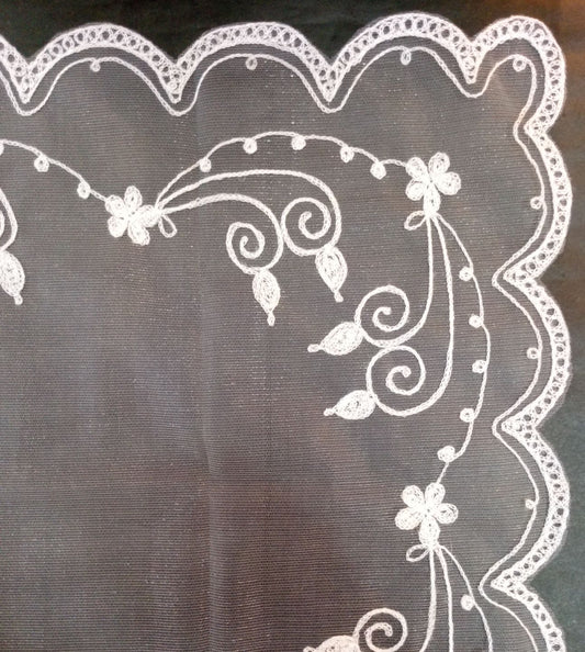 Cherry Blossoms Embroidered Secondary Veil (White)