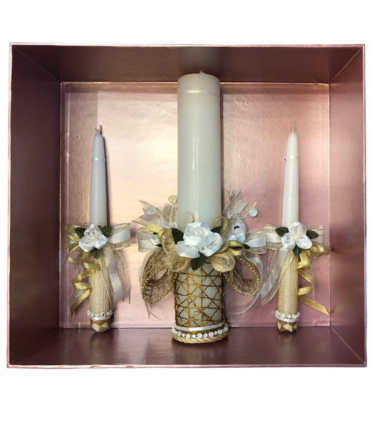 Unity Candle Set Native (Ecru/Gold)