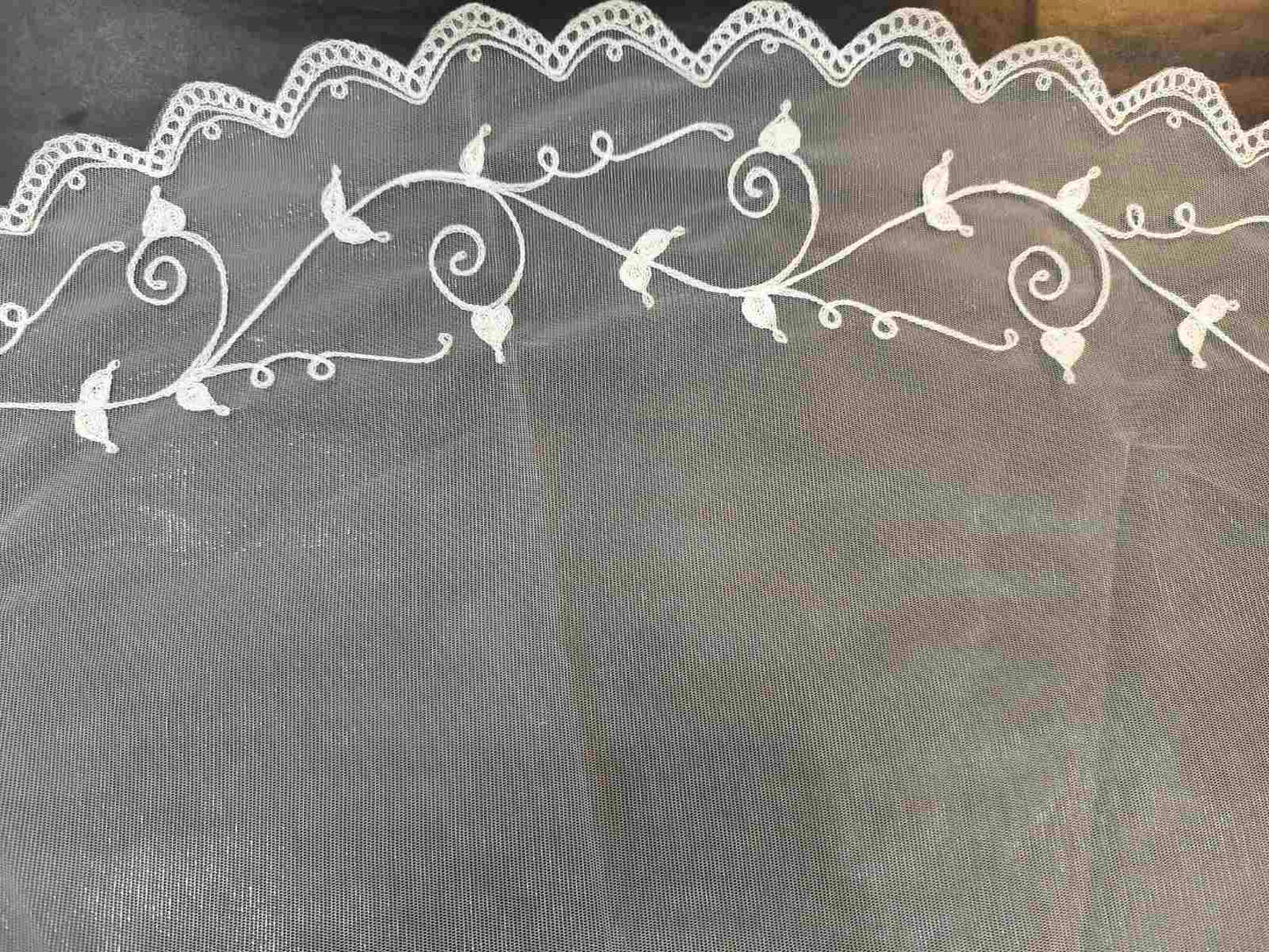 Bridal Veil Heavy Embroidered Round White (Wedding Veil)