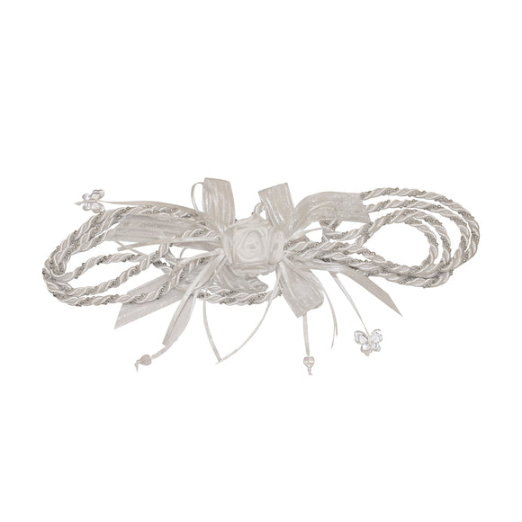 Cord Rosette (White/Silver)