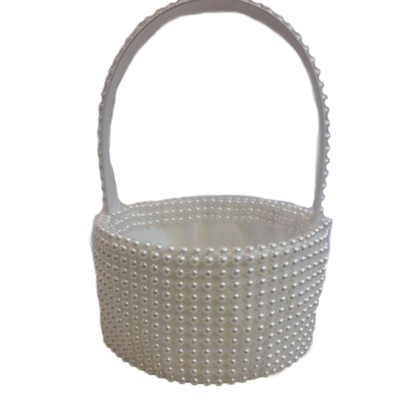 Flower Girl Basket Pearl (White)