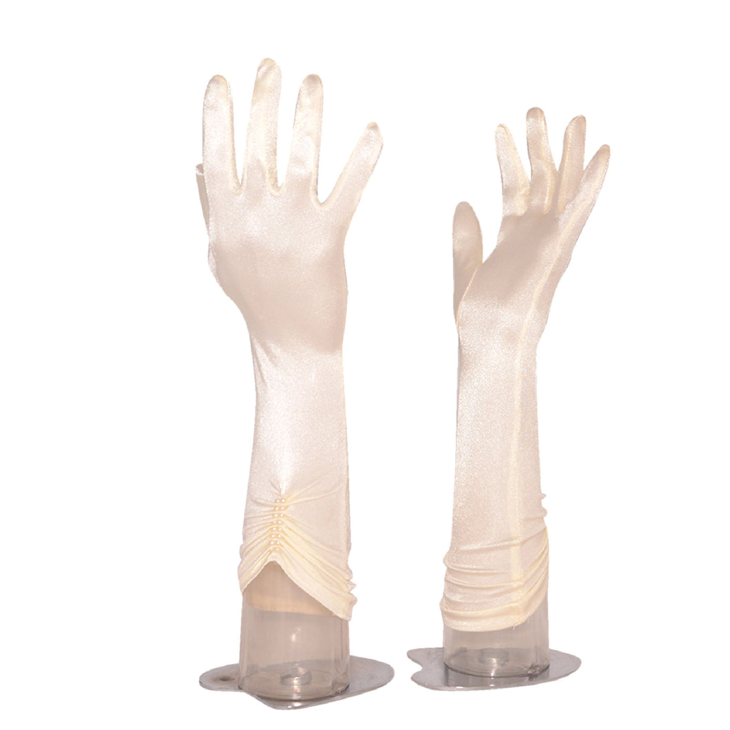 Gloves M Spandex with Finger Design Plain 2 (Ecru)