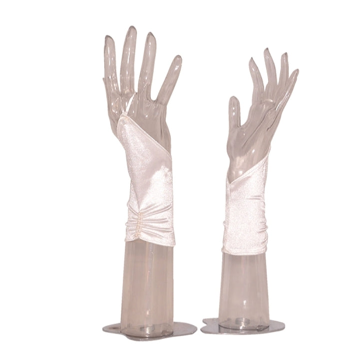 Gloves S Spandex Fingerless with Design Plain 2 (White)
