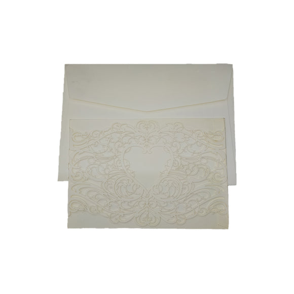 Wedding Invitation Blank Laser Cut Heart Design 30's