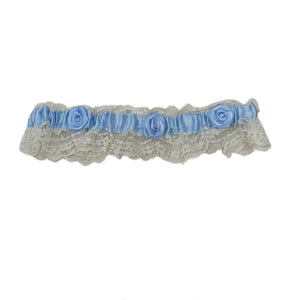 Wedding Garter Mini Lace (Ecru with Blue)
