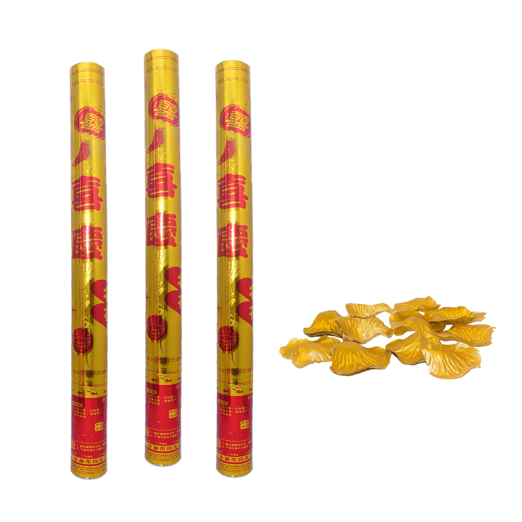 Wedding Poppers with Switch Petals Gold 060cm Set of 3