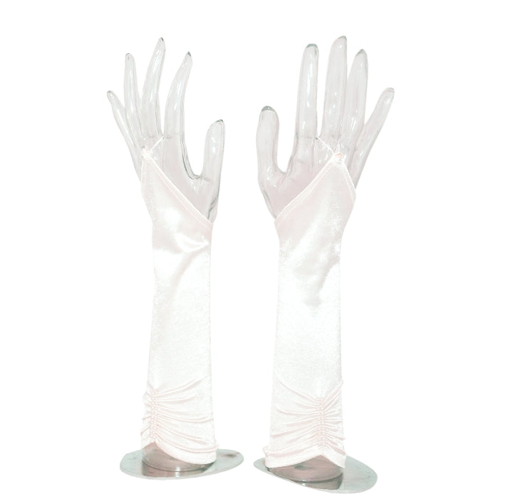 Gloves M Spandex Fingerless with Design Plain 2 (White)