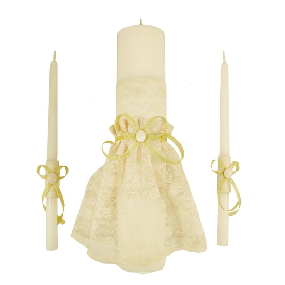 Unity Candle Set Lace (Ecru)