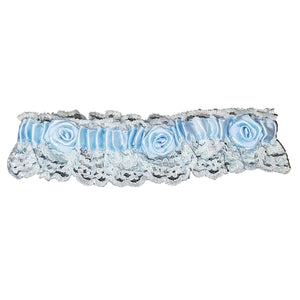 Wedding Garter Mini Lace (White with Blue)